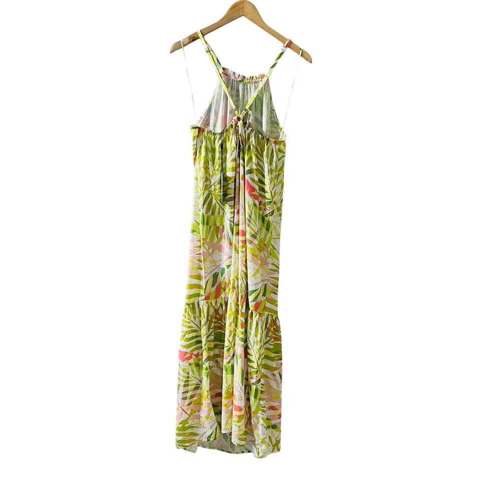 H Halston Tropical Palm Lime Punch Spagetti Strap Maxi Dress Size XS NWT - Picture 3 of 10